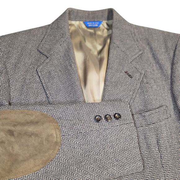 VINTAGE Pendleton Wool Herringbone Plaid Pleated Back Blazer Size 40 Sport Coat - Picture 1 of 16